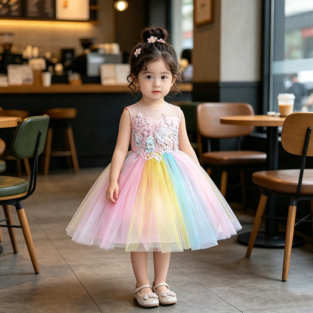 Summer girls wedding dress hot colorful children's evening dress flower girl dress wedding dress foreign trade clothing
