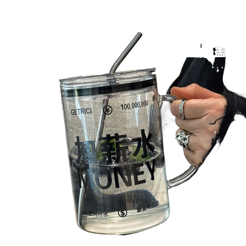 杯子耐高温办公室把手杯超大容量玻璃杯宿舍1L喝水杯高硼硅吸管杯|undefined