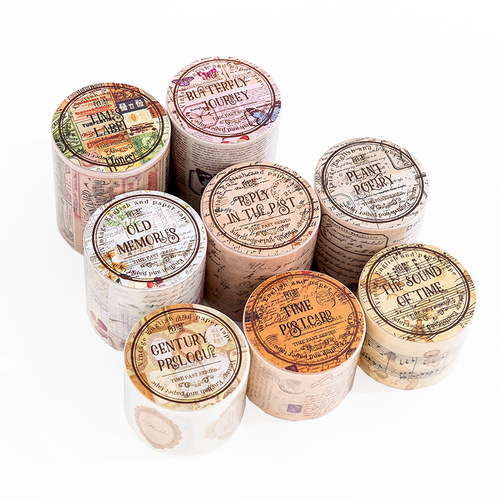 Momo Washi Tape Time and Space Past Series Retro Photo Frame Label Sticker Handbook DIY Decorative Material Sticker 8 Types