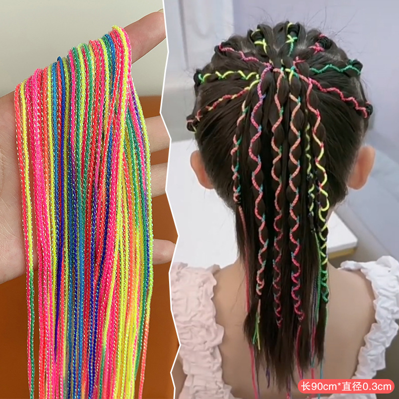 Girls braided hair color rope dirty braided hair rope children's…