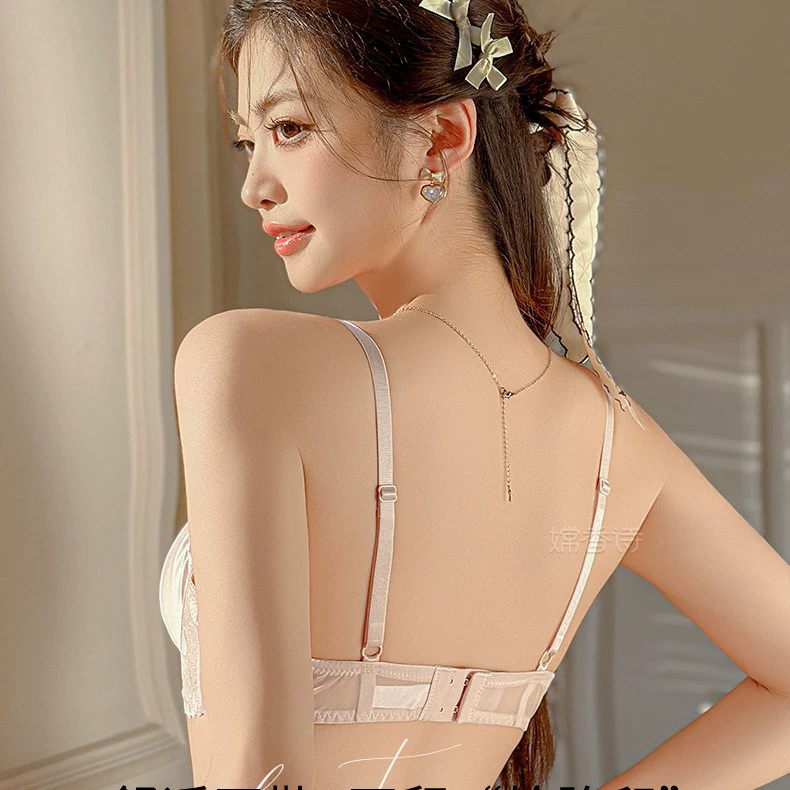 Thin lace silk supporting underwear, ultra thin breathable sexy bra, set, french style