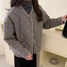 高端白鸭绒毛呢羽绒服女短款冬季时尚圆领包边加厚小个子外套潮