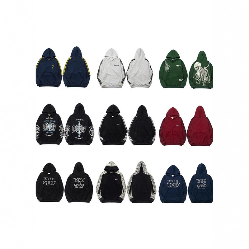 American Retro High Street Influencer Style Love Is Good Pearl Slogan Hooded Sweatshirt Unisex