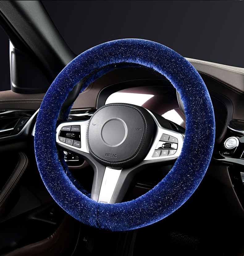 Steering wheel cover car handle cover starry sky winter mink plush warm winter armrest box cushion car seat rear seat