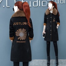 牛仔外套女邹菊绣花中长款韩版修身网红潮流大码2021新款牛仔衣服