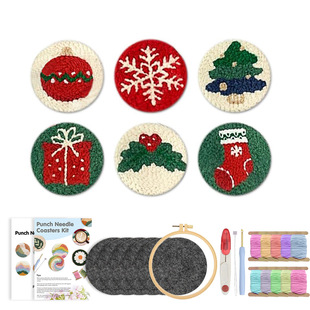 Factory Direct Supply Temu Exclusive Punch Needle Embroidery DIY Coaster Material Kit Heat Insulation Pad Embroidery Handmade Stress Relief