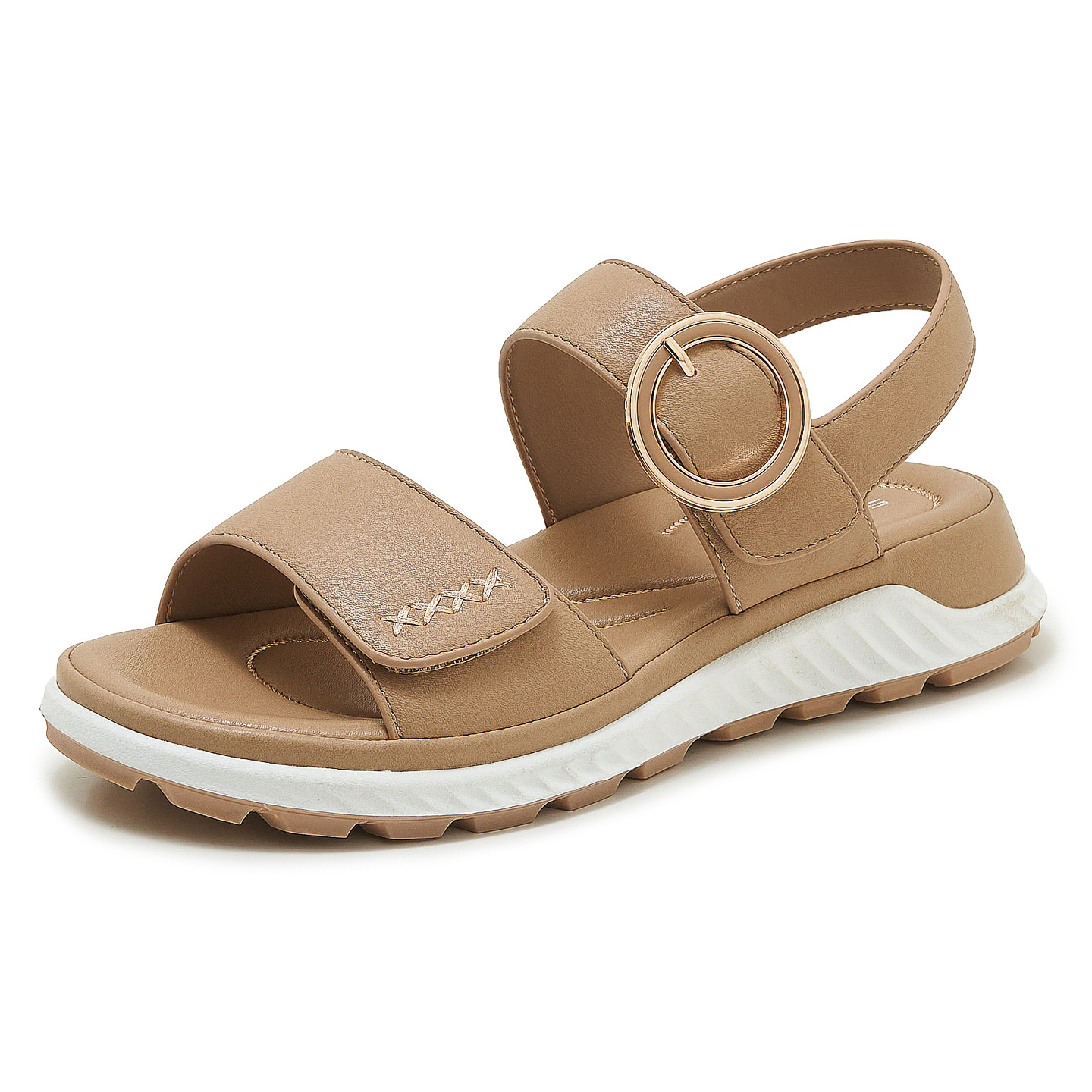 Sandal nữ đế dày khóa kim loại mềm chống trượt — màu đen, màu nâu nhạt, màu mơ