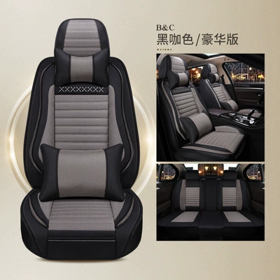 Fully Enclosed Seat Cover, Linen Breathable Fabric, Seat cushion, seat cover - texture-gray-deluxe-edition-five-seats