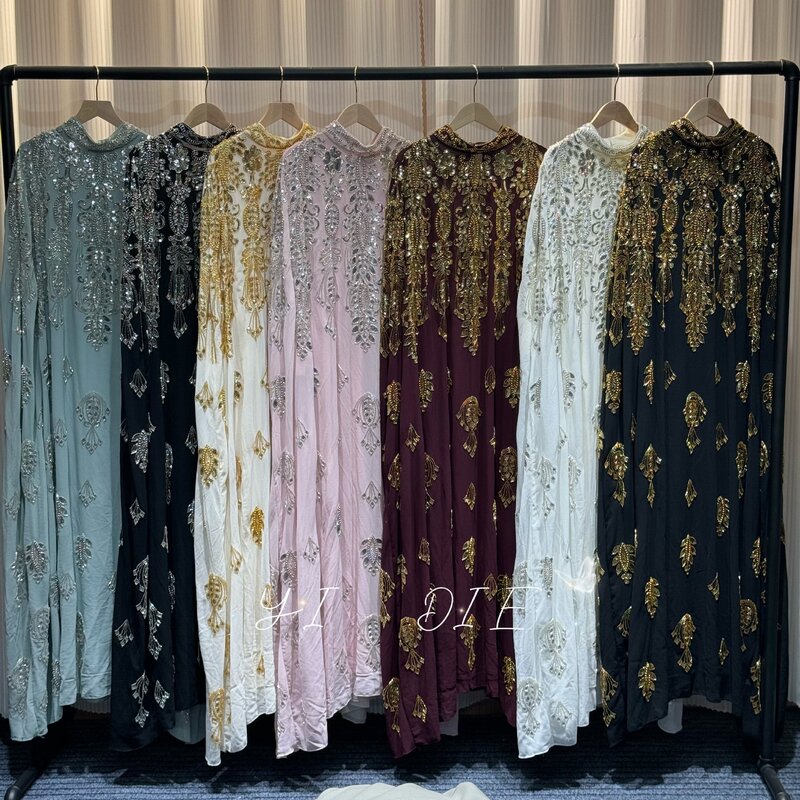 New cross-border foreign trade model: Luxurious long gown dress with intricate embroidery and rhinestones, paired with a modal base shirt, two-piece elegant dress New cross-border foreign trade model: Luxurious long gown dress with intricate embroidery and rhinestones, paired with a modal base shirt, two-piece elegant dress