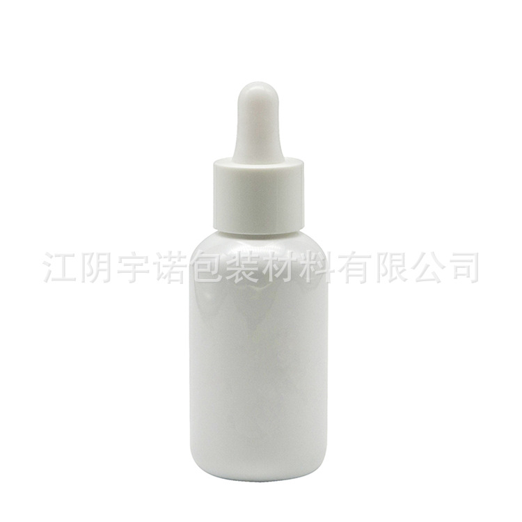 30ml 50ml 60ml白色圆肩塑料瓶配白色PP光面精油滴管盖