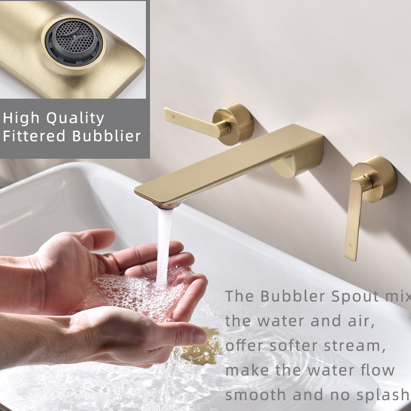 Wall-Mounted Bathroom Basin Faucet Wall Mounted Faucet Fine Copper Rust-Proof Concealed Wall Faucet