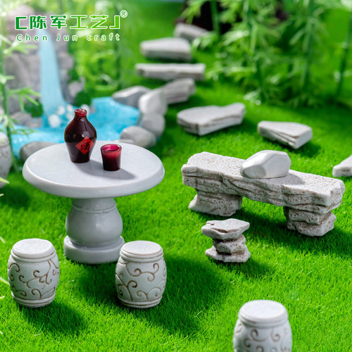 Miniature Chinese Stone Table and Chairs for Micro-Landscape DIY Garden Landscape Decorative Accessories Miniature Scale Model
