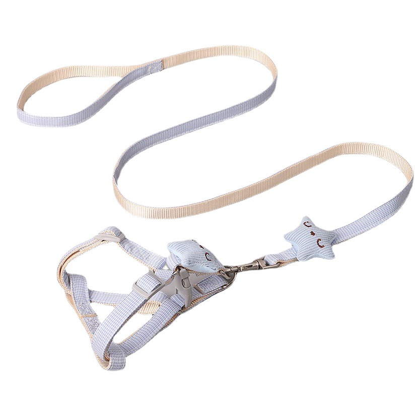 Sonriente estrella de mar pecho y espalda cuerda de perro houndstooth cuerda de tracción al por mayor mediano y pequeño perro Teddy fuera caminando Cadena de perro