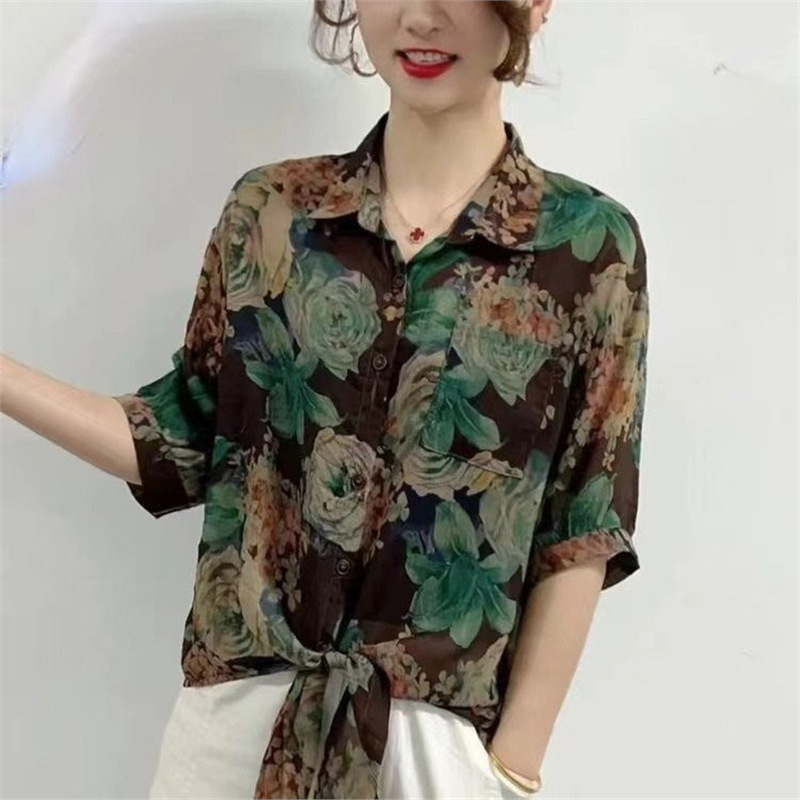 Dropshipping High-End Women's Summer Clothing, Stylish Summer Collared Shirts, Fashionable Versatile Thin Shirts, New Women's Tops
