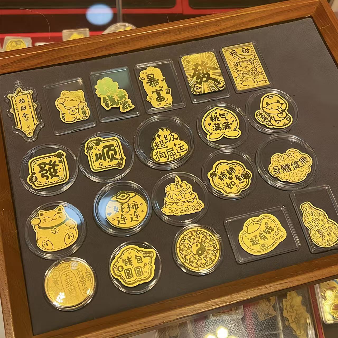 足金999恭喜发财公主哆啦A梦请发财手机贴手机贴挂绳钥匙包包挂件