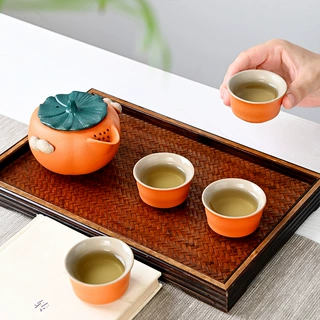 创意好柿花生功夫茶具小套组陶瓷快客泡茶壶便携式苹安喜乐手抓壶