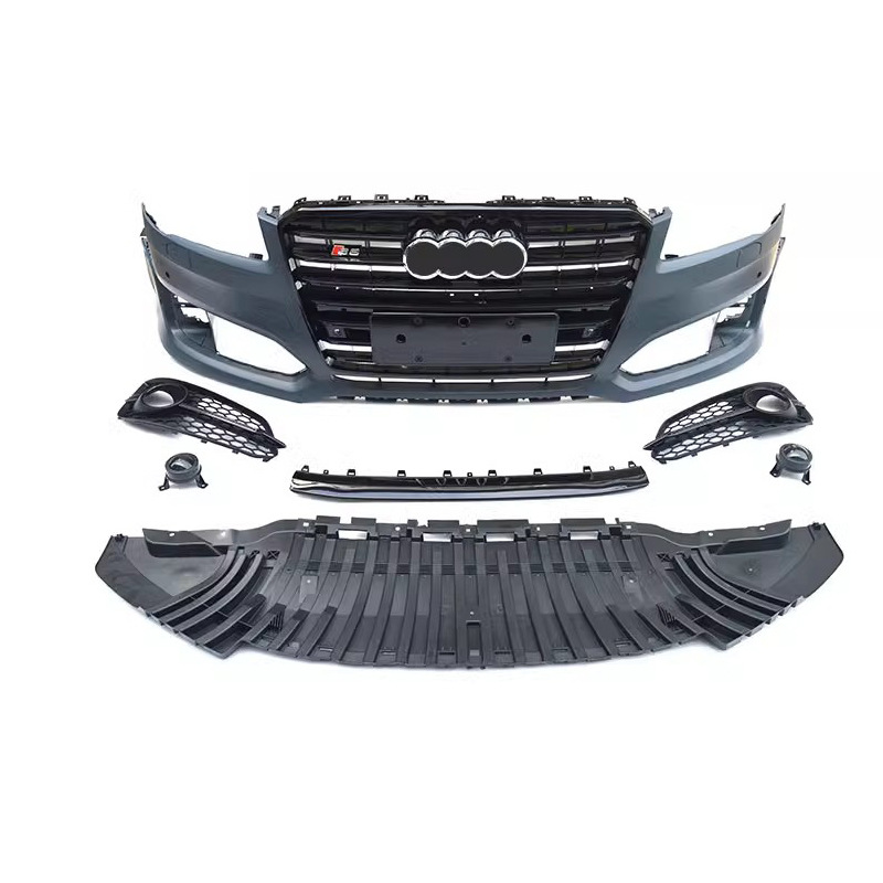 Applicable to 15-17 Audi A8LS8 front lip front bumper guard silver trim black chin front deflector