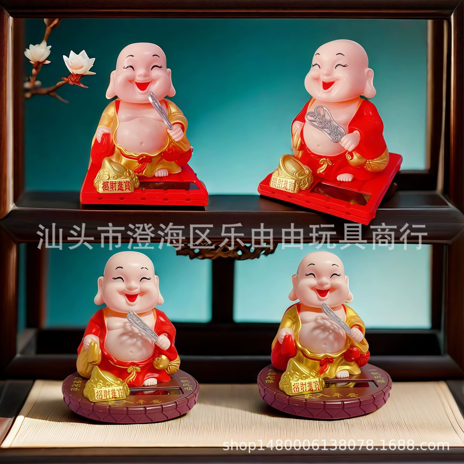 Модные китайские кукольные украшения на солнечной энергии, трансграничные креативные украшения Будды Майтрейи, украшения для офиса, оптовая продажа