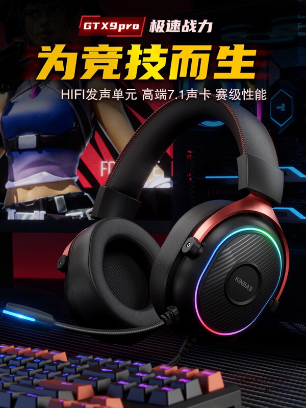 Wrangler Computer Headset Wired Gaming E-Sports Dedicated 7.1 Headset USB with Microphone Two-In-One