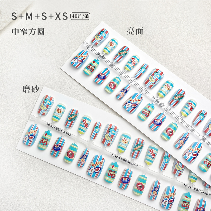 Nail Base Color Pre-Made Nail Strips Semi-Finished Pmma Sweet Cool American Retro Chinese Style Wearable Nails Fake Nail Pieces
