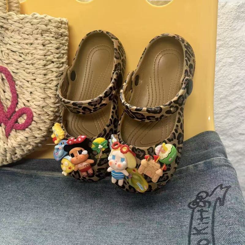 Parent-Child Style Crying Baby Leopard Print Ballet Clogs Cartoon Thick-Soled Outdoor Beach Women's Closed-Toe Home Slippers Parent-Child Style Crying Baby Leopard Print Ballet Clogs Cartoon Thick-Soled Outdoor Beach Women's Closed-Toe Home Slippers