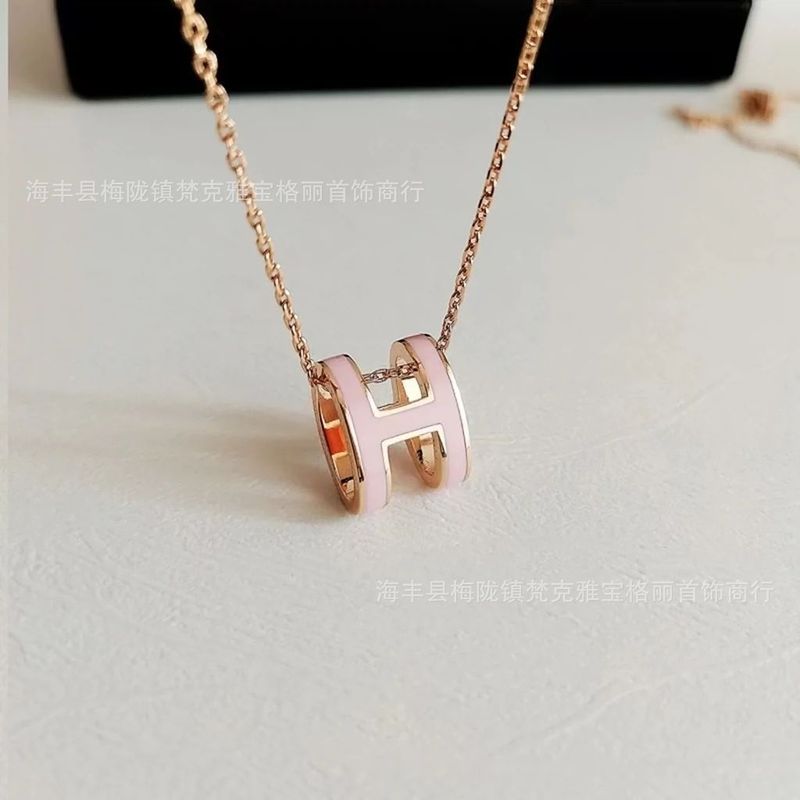 CNC新型H字エナメルネックレス女性メッキ18kバラ金鎖鎖ネット赤ファッション流行生放送代発|undefined