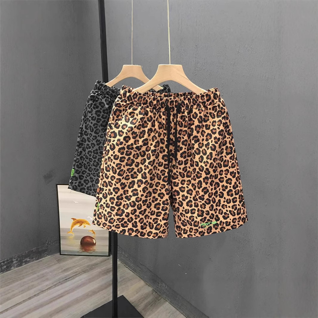 Plus Size Men's Leopard Print Shorts Summer Trendy Beachwear New Thin Style Retro Five Point Cut_viptrois.com