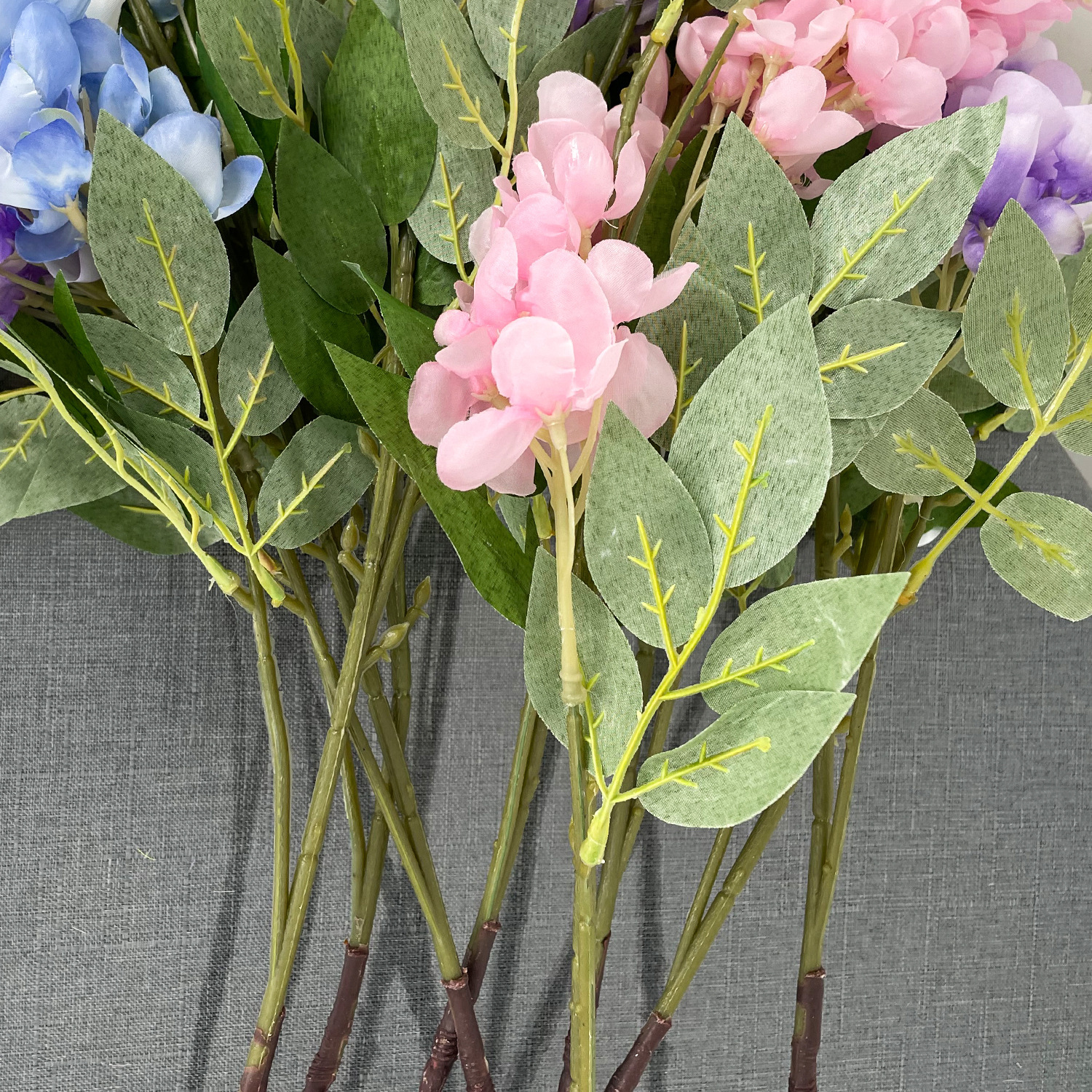 Abelar wisteria flores ramas largas flores falsas colgantes decoración del salón de bodas flores de seda flores hotel decoración de techo colgante suave