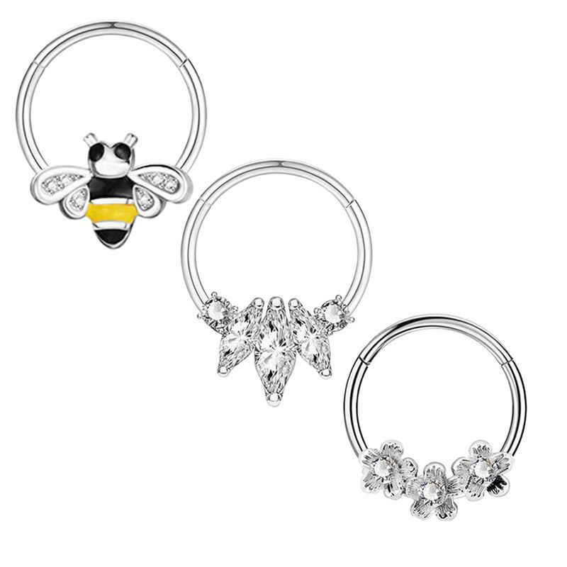 11g Weight 3 Pieces Ear Cartilage Rings & Studs Simple Style Classic Style Solid Color 304 Stainless Steel Inlay Zircon Nose Rings & Studs