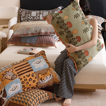 民族风全棉色织提花枕头套纯棉藏·流苏枕巾复古纱布透气吸汗枕套