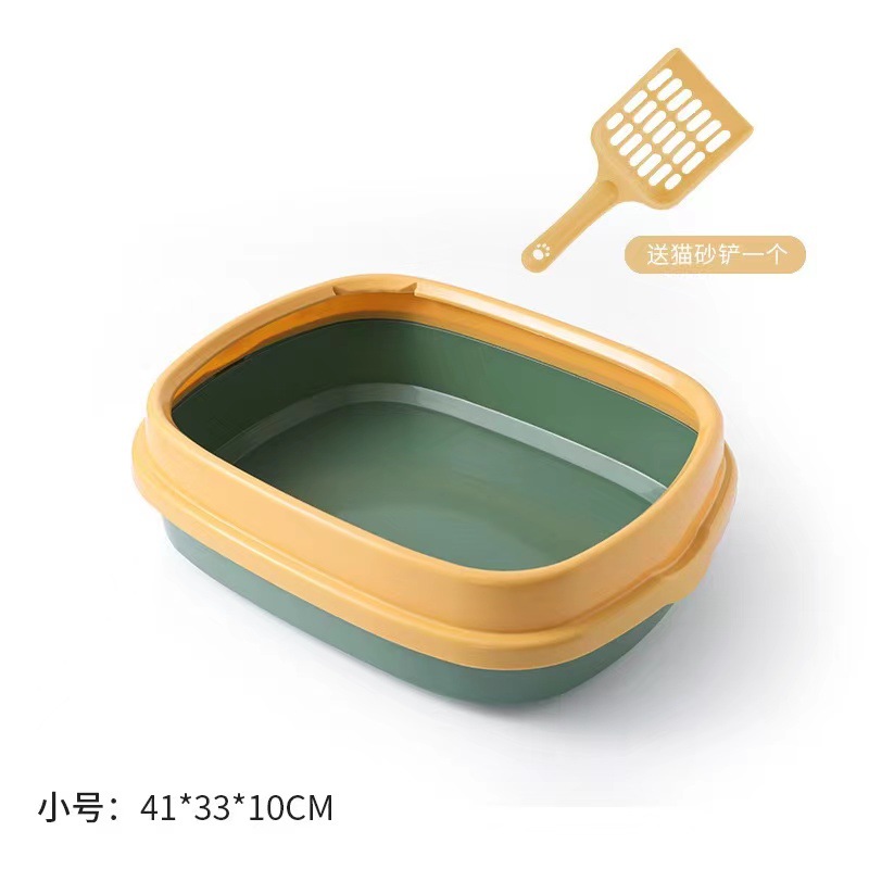 En stock caja de arena para gatos al por mayor semi-cerrado gato inodoro anti-salpicaduras caja de arena para gatos PP Cat Basin suministros para mascotas