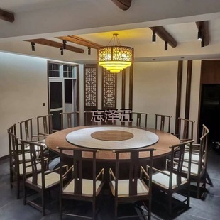 PCGS Hotel New Chinese Rock Plate Electric Dining Table Light Luxury High-end Rock Plate Round Table Box Round Table Banquet for 15 People and 20 People