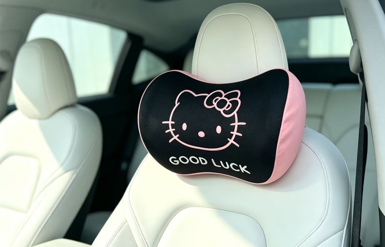 Car cushion headrest neck pillow, cute cartoon female car interior cushion, memory foam lumbar support pillow, waist cushion