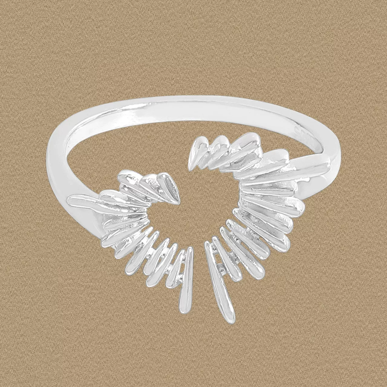 1588韩版INS小众设计感不规则光芒爱心戒指纯银S925女心形银指环