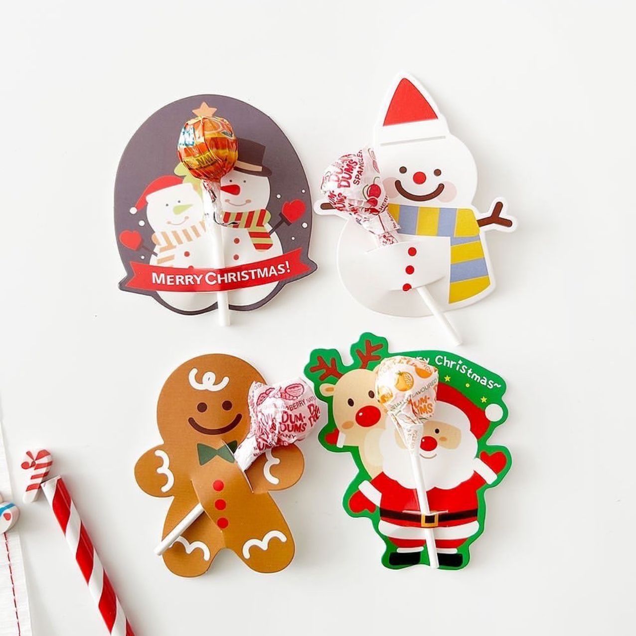 50 unidades precio 2022 nuevo Santa pingüino conejo dibujos animados Lollipop Tarjeta de papel decorativo DIY