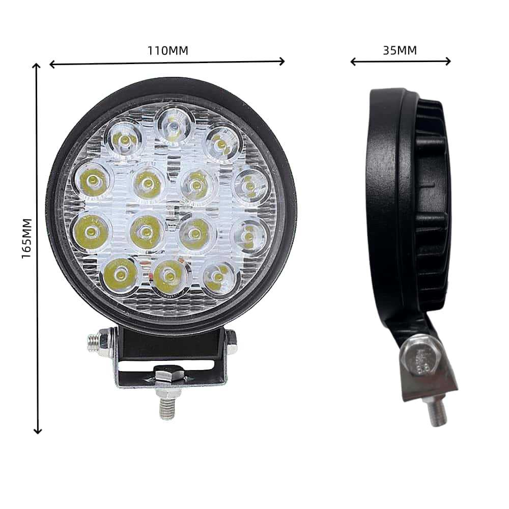 Cross-Border Car Led Spotlight 14 Beads 42W Round Car Front Bumper Light Forklift Light Off-Road Vehicle Work Light Inspection Light