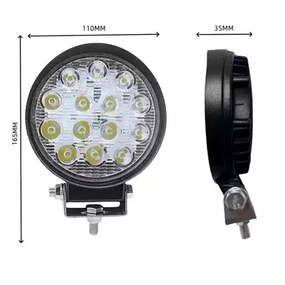 Cross-Border Car Led Spotlight 14 Beads 42W Round Car Front Bumper Light Forklift Light Off-Road Vehicle Work Light Inspection Light (İşçi projektorları) - 35mm-thick-12-80v
