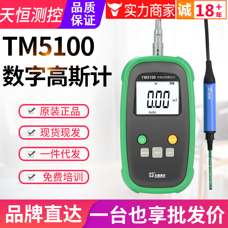 天恒数字高斯计TM5100磁力计特斯拉计表磁铁弱磁场测试仪24000GS