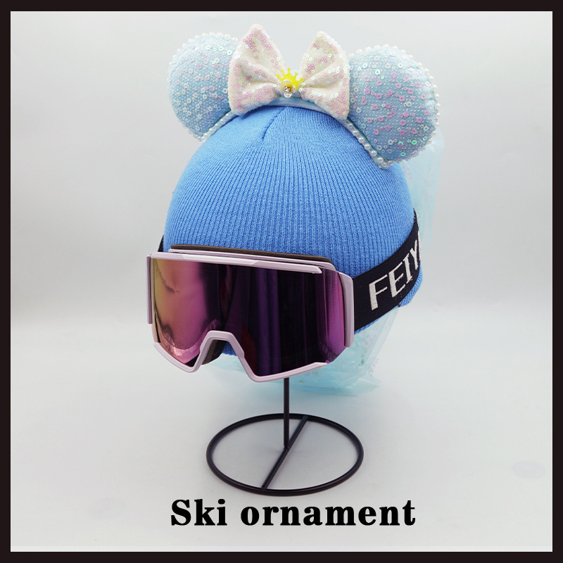 Versatile Personality Ski Helmet Blue Pearl Veil Handmade Accessories Detachable Equipment Helmet Cover Decoration
