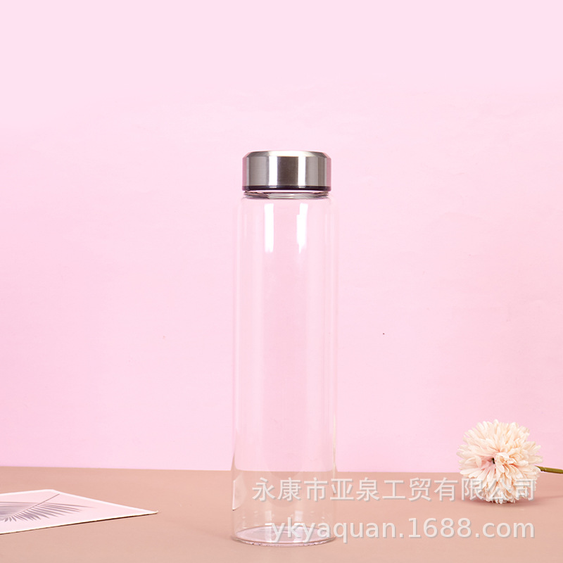 Vaso de vidrio portátil transfronterizo con alto contenido de borosilicato con funda de silicona, taza de agua de vidrio de té portátil para automóvil al aire libre, regalo al por mayor