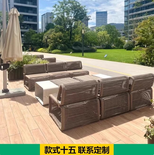 Sofá de aluminio al aire libre Villa paisaje diseñador de muebles asientos al aire libre balcón hotel ventas image 20