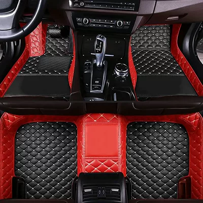special leather single-layer color – Modelə uyğun ayaqaltı - specific-model-year-notes-or-message-customer-service-black-and-red-double-single-layer-diamond-lattice
