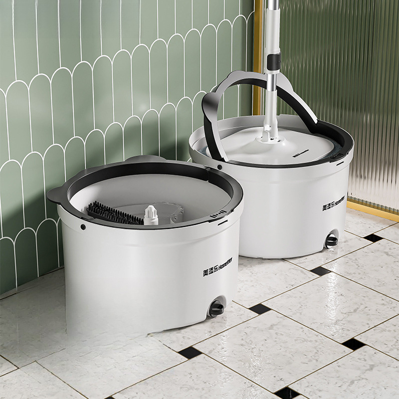 New Rotating Mop for Home Use, Hands-Free Washing, Lazy Dry and Wet Mopping Tool, Thick Mop, One-Step Cleaning, Single-Tube Dehydration Bucket