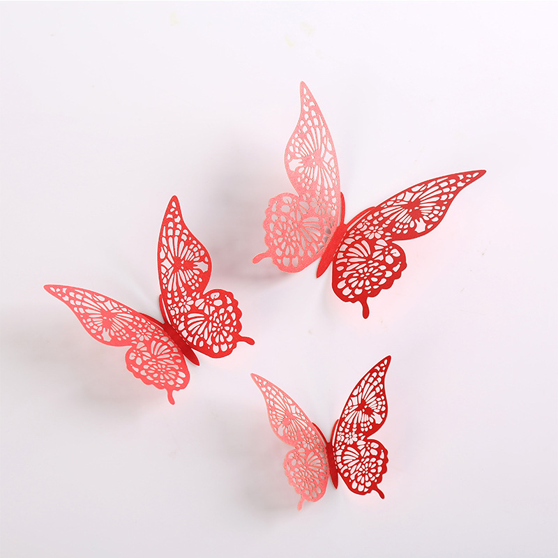 Hueco mariposa 3D hueco imitación metal mariposa pared decoración hogar sala de estar tridimensional mariposa decoración pegatinas