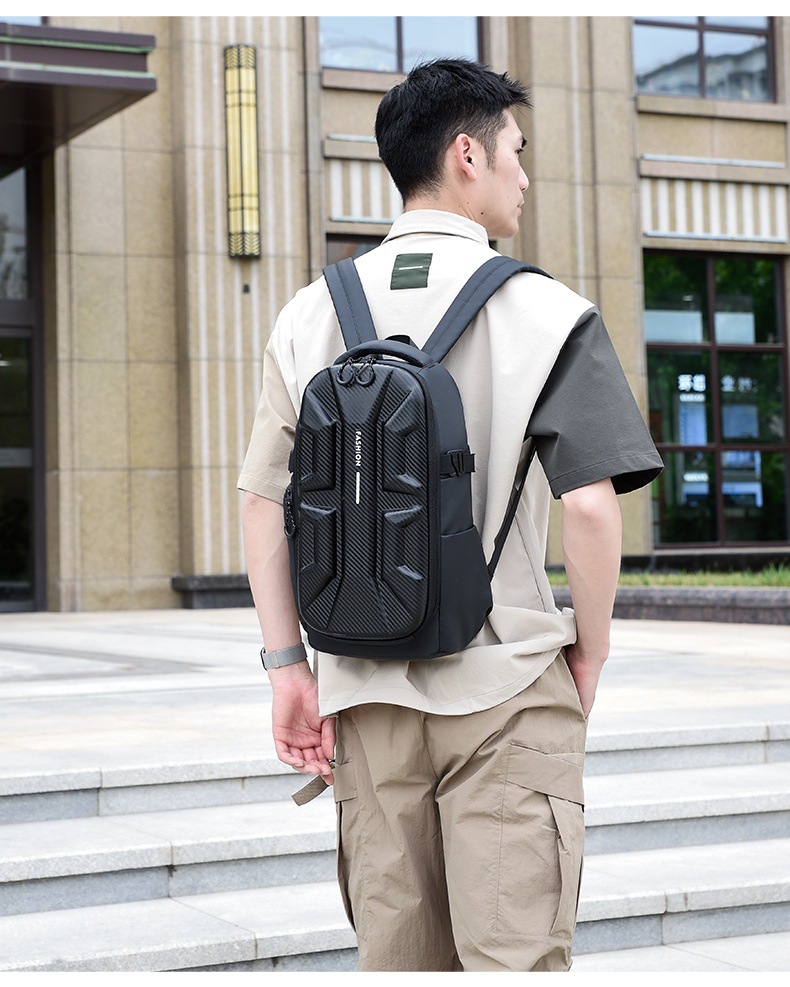 Amazon hardshell motorcycle-style backpack, men's water-resistant business computer bag, student travel large-capacity backpack undefined