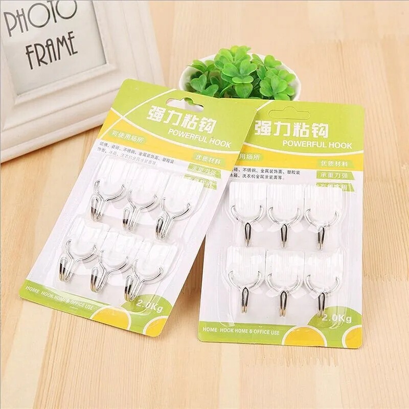 Strong Adhesive Hooks for Tiles and Walls, No Trace, No Drilling, Heavy-Duty, for Kitchen, Bathroom, and Behind Doors Strong Adhesive Hooks for Tiles and Walls, No Trace, No Drilling, Heavy-Duty, for Kitchen, Bathroom, and Behind Doors