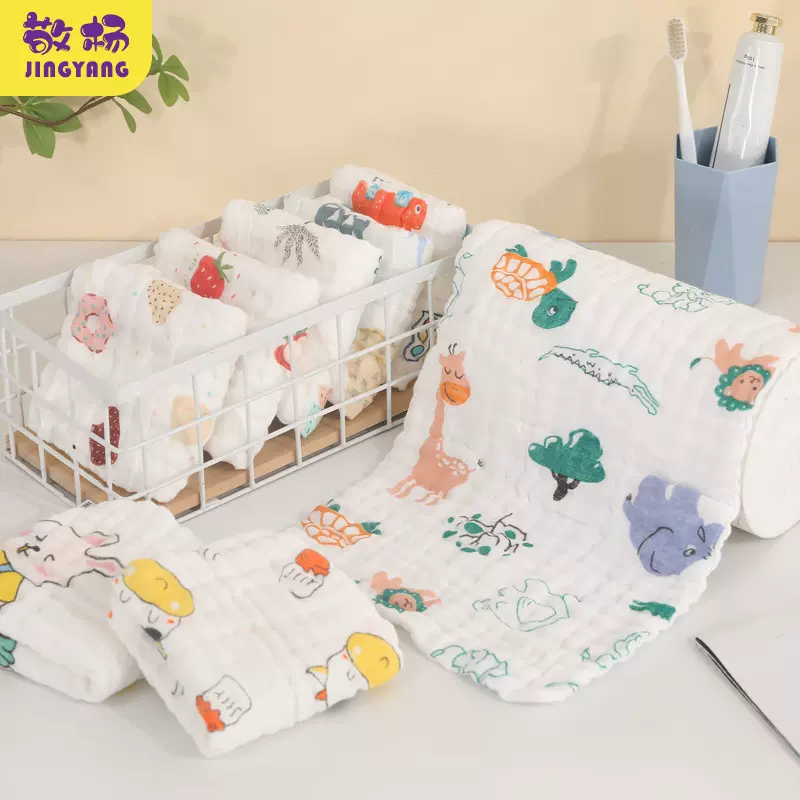婴幼儿印花纱布童巾纯棉a类宝宝手帕吸水擦手巾口水巾纯棉吸水
