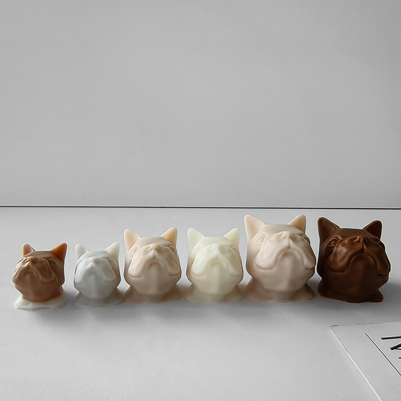 Jiahuimei cachorro cabeza aromaterapia vela método Bulldog yeso fragante piedra epoxi decoración molde de silicona
