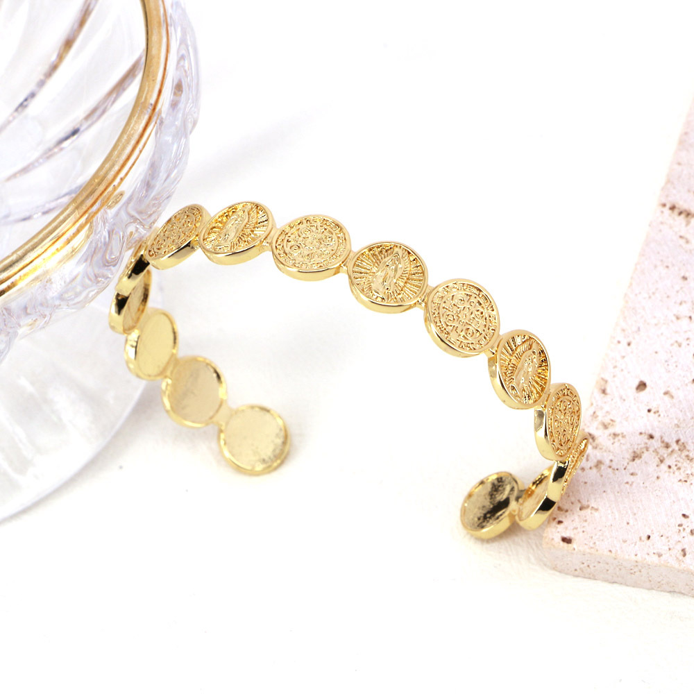 Pulsera De Cobre Ajustable Chapado En Oro Simple Moda Retro display picture 3