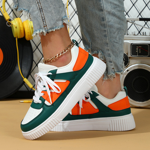 Korean Style Thick Sole Trendy Couple's Skate Shoes Breathable Comfortable Casual Sports Single Shoes Fashionable Versatile Outdoor Flat Shoes